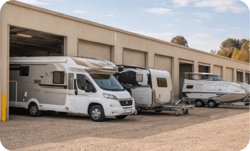 Caravan, motorhome and boat storage units at Mansfield storage sheds